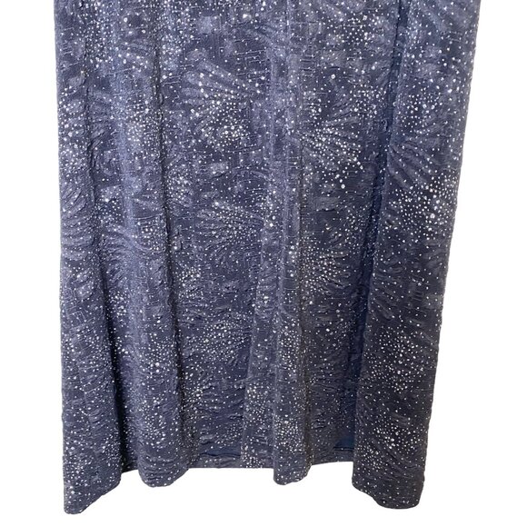 Alex Evenings Sparkling Glitter Gown Sleeevless Midi Sheath Dress Silver Grey - Picture 6 of 9